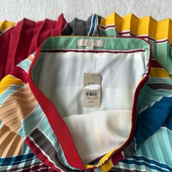 Loft pleated accordion maxi skirt multi color size 00P - Picture 10 of 11